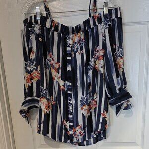 IZ Byer Flowerd off the Shoulder Blouse